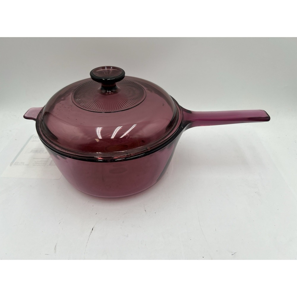 Corning Visions Cranberry 2.5L Saucepan Pot w/ V-2.5-C Lid Vintage Glass